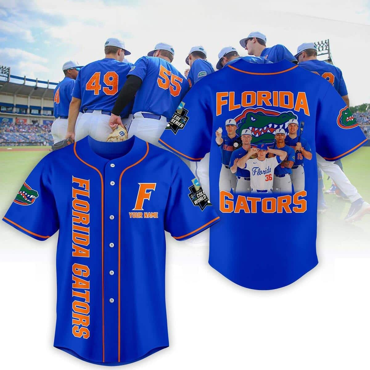 Personalized NCAA Florida Gators Blue Baseball Jersey Gift For Sport Dad