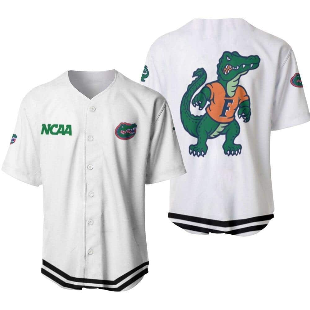 White NCAA Florida Gators Baseball Jersey Mascot Logo Gift For Sport Dad