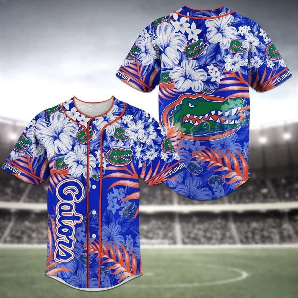 NCAA Florida Gators Baseball Jersey Hibiscus Flowers Gift For Sporty Husband NCAA Florida Gators Baseball Jersey Hibiscus Flowers Gift For Sporty Husband