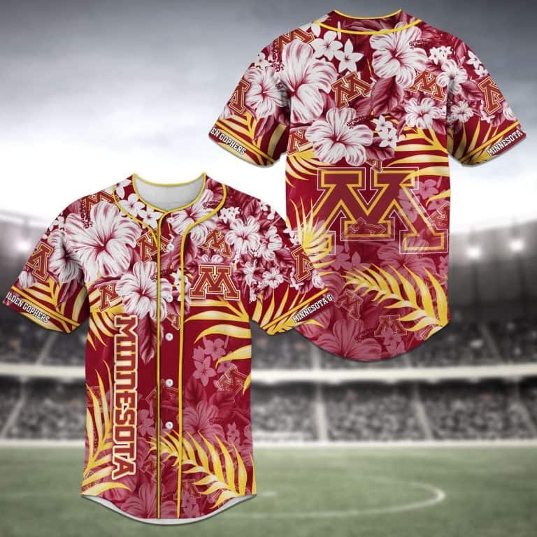 NCAA Minnesota Gophers Baseball Jersey Tropical Flower Pattern NCAA Minnesota Gophers Baseball Jersey Tropical Flower Pattern