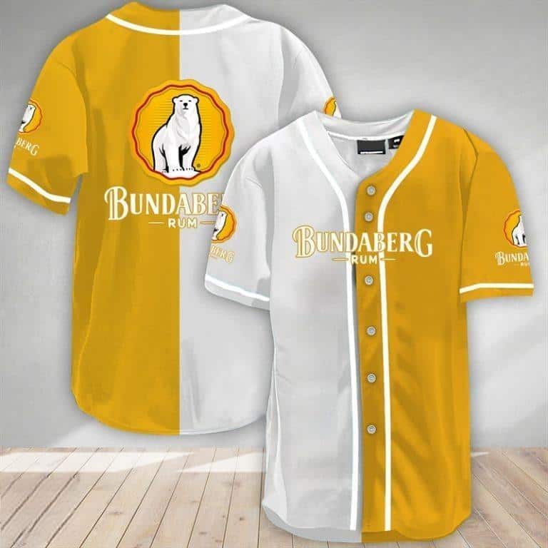 White And Yellow Split Bundaberg Baseball Jersey Gift For Rum Lovers White And Yellow Split Bundaberg Baseball Jersey Gift For Rum Lovers