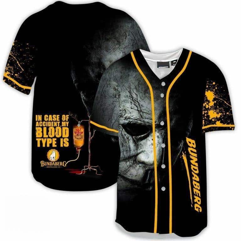 Michael Myers In Case Of Accident My Blood Type Is Bundaberg Rum Baseball Jersey Michael Myers In Case Of Accident My Blood Type Is Bundaberg Rum Baseball Jersey