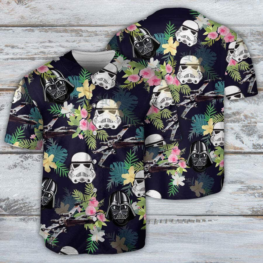 Star Wars Darth Vader Baseball Jersey Stormtrooper Helmet Tropical Flower