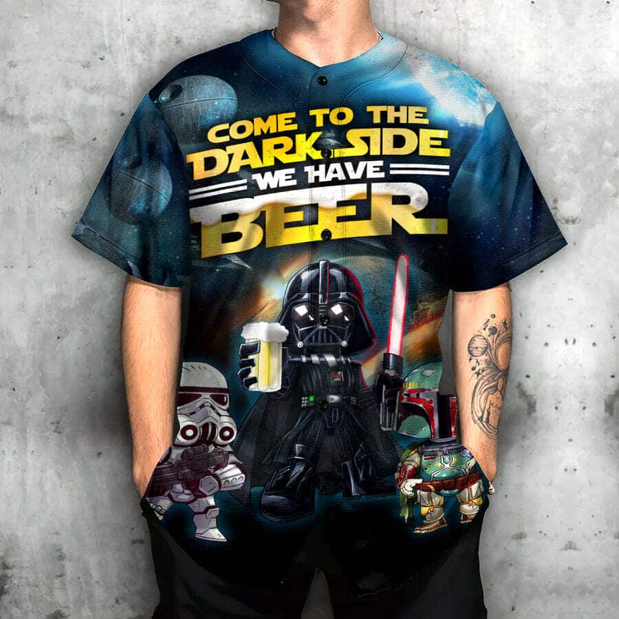 Stormtrooper Darth Vader Boba Fett Baseball Jersey Come To The Dark Side We Have Beer