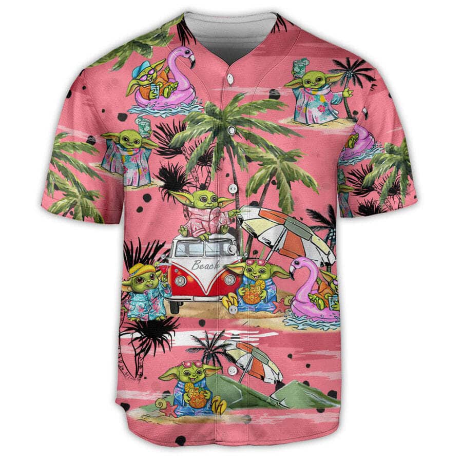 Pink Baby Yoda Star Wars Baseball Jersey Gift For Baseball Fans Pink Baby Yoda Star Wars Baseball Jersey Gift For Baseball Fans