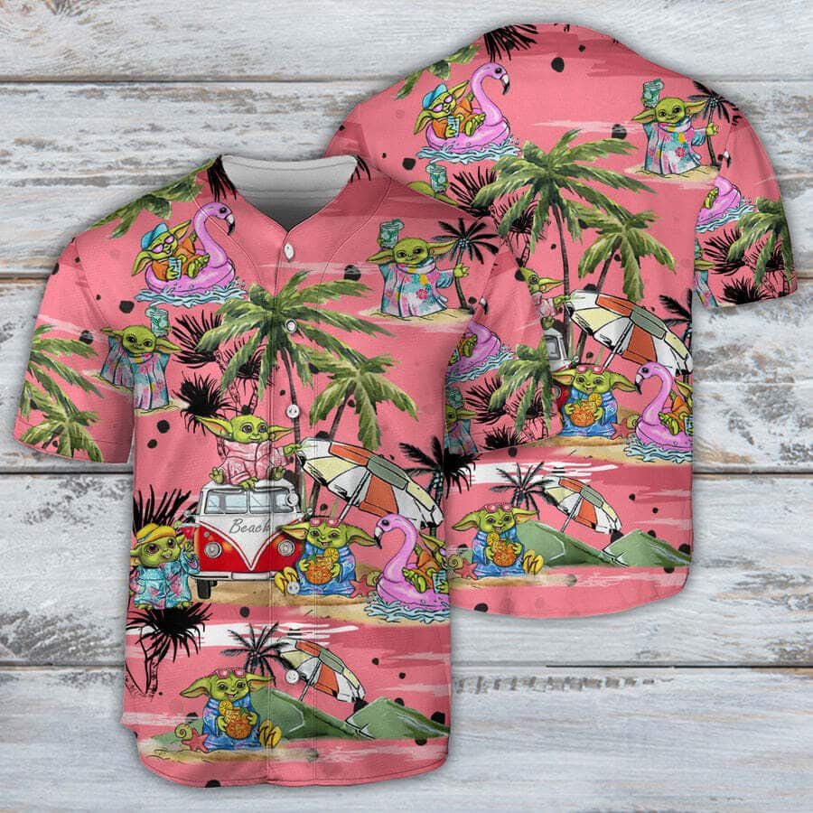 Pink Baby Yoda Star Wars Baseball Jersey Gift For Baseball Fans Pink Baby Yoda Star Wars Baseball Jersey Gift For Baseball Fans