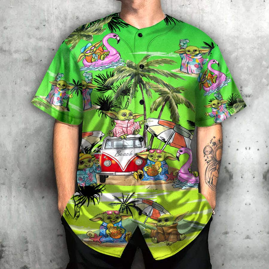 Cool Baby Yoda Star Wars Baseball Jersey Beach Pattern Gift For Friend Cool Baby Yoda Star Wars Baseball Jersey Beach Pattern Gift For Friend