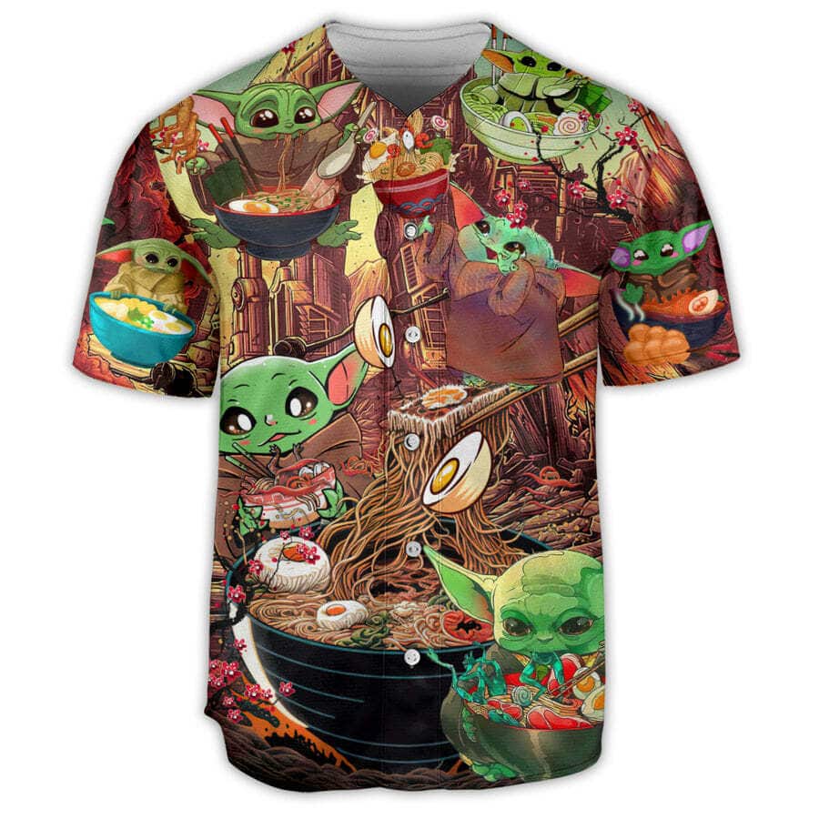 Cute Baby Yoda Star Wars Ramen Baseball Jersey Cute Baby Yoda Star Wars Ramen Baseball Jersey