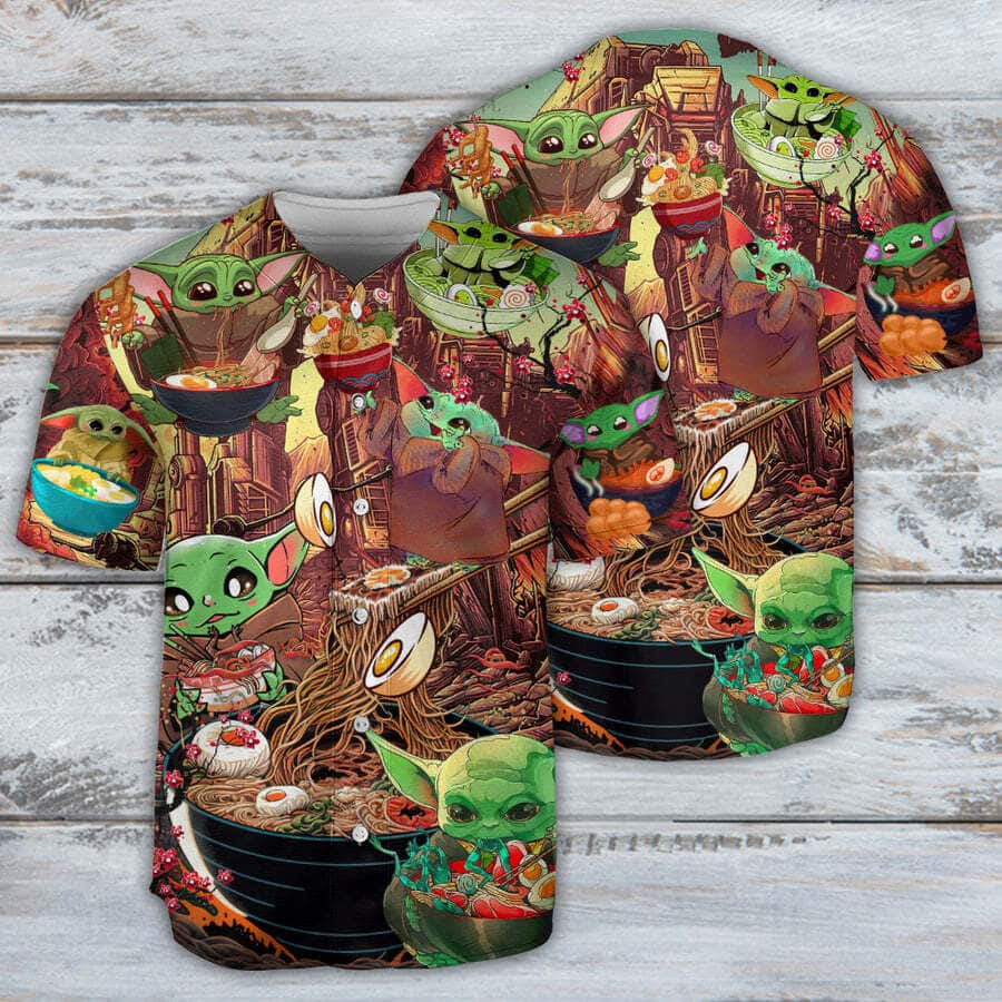 Cute Baby Yoda Star Wars Ramen Baseball Jersey Cute Baby Yoda Star Wars Ramen Baseball Jersey