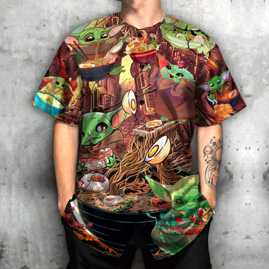 Cute Baby Yoda Star Wars Ramen Baseball Jersey Cute Baby Yoda Star Wars Ramen Baseball Jersey
