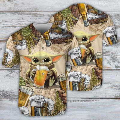 Star Wars Baby Yoda And Beer Wheat Baseball Jersey Star Wars Baby Yoda And Beer Wheat Baseball Jersey