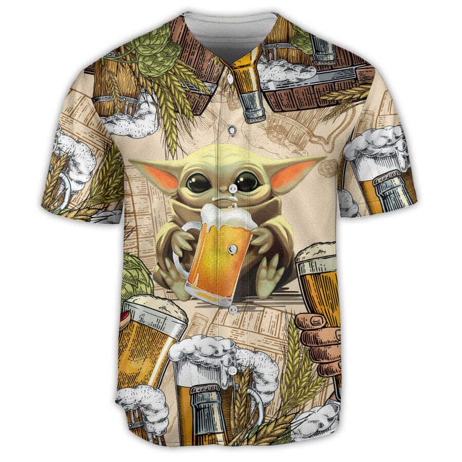 Star Wars Baby Yoda And Beer Wheat Baseball Jersey Star Wars Baby Yoda And Beer Wheat Baseball Jersey