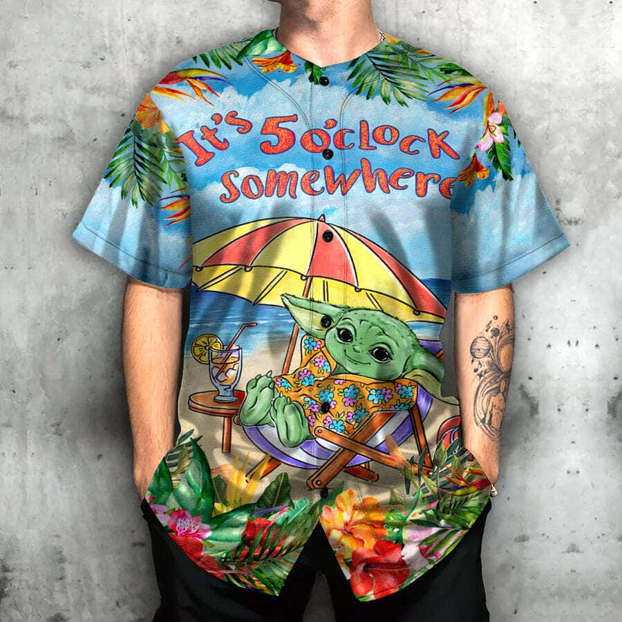 Star Wars Baby Yoda In The Beach It’s 5 O’clock Somewhere Baseball Jersey Star Wars Baby Yoda In The Beach It’s 5 O’clock Somewhere Baseball Jersey