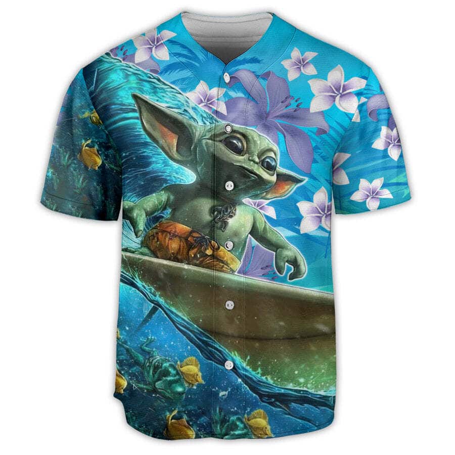 Baby Yoda Star Wars Surfing Baseball Jersey Gift For Baseball Fans Baby Yoda Star Wars Surfing Baseball Jersey Gift For Baseball Fans