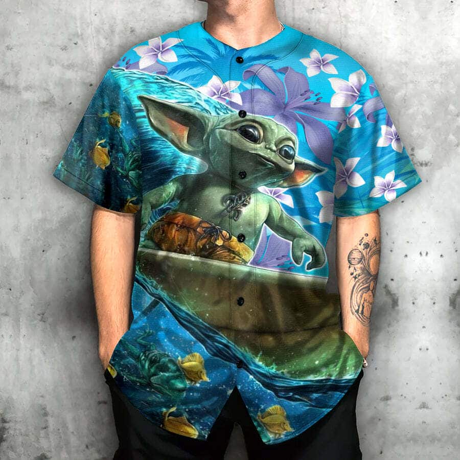 Baby Yoda Star Wars Surfing Baseball Jersey Gift For Baseball Fans Baby Yoda Star Wars Surfing Baseball Jersey Gift For Baseball Fans