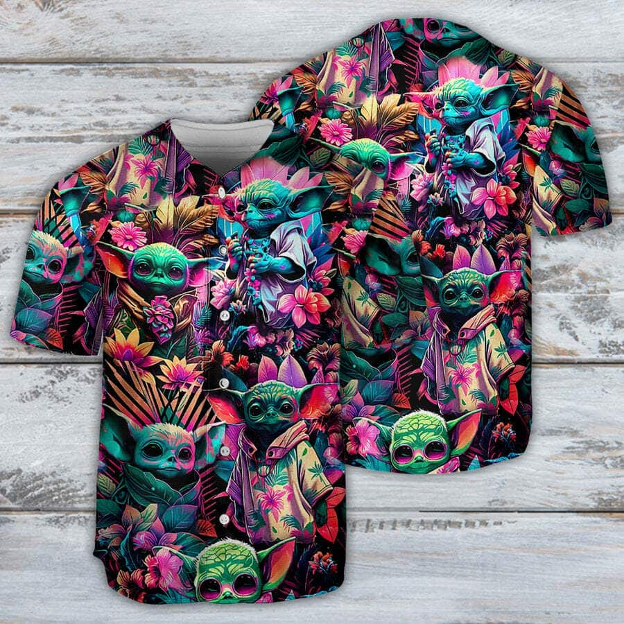 Baby Yoda Star Wars Synthwave Baseball Jersey