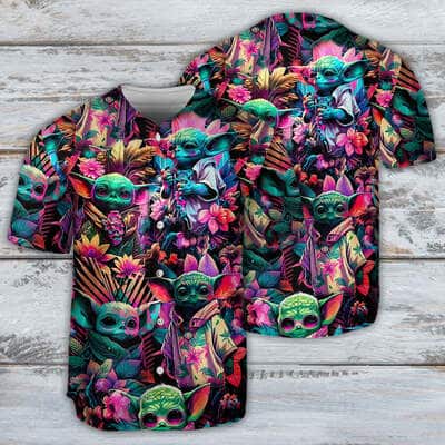 Baby Yoda Star Wars Synthwave Baseball Jersey