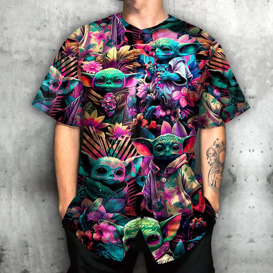 Baby Yoda Star Wars Synthwave Baseball Jersey Baby Yoda Star Wars Synthwave Baseball Jersey
