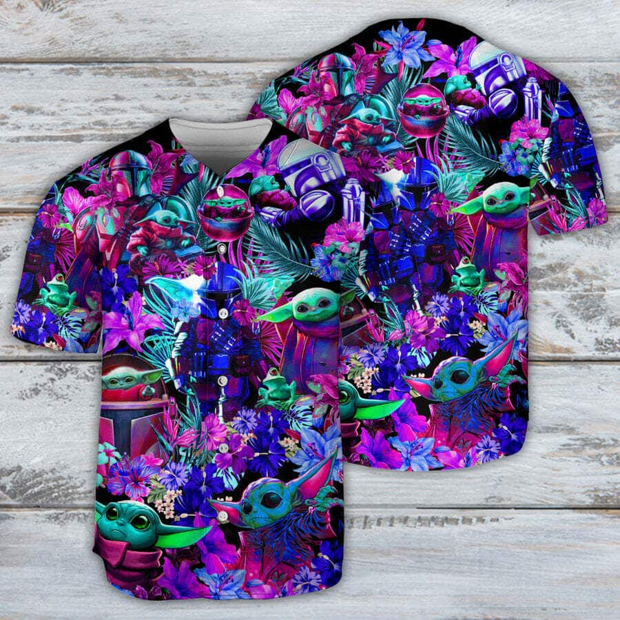 Special Star Wars Baby Yoda Synthwave Baseball Jersey