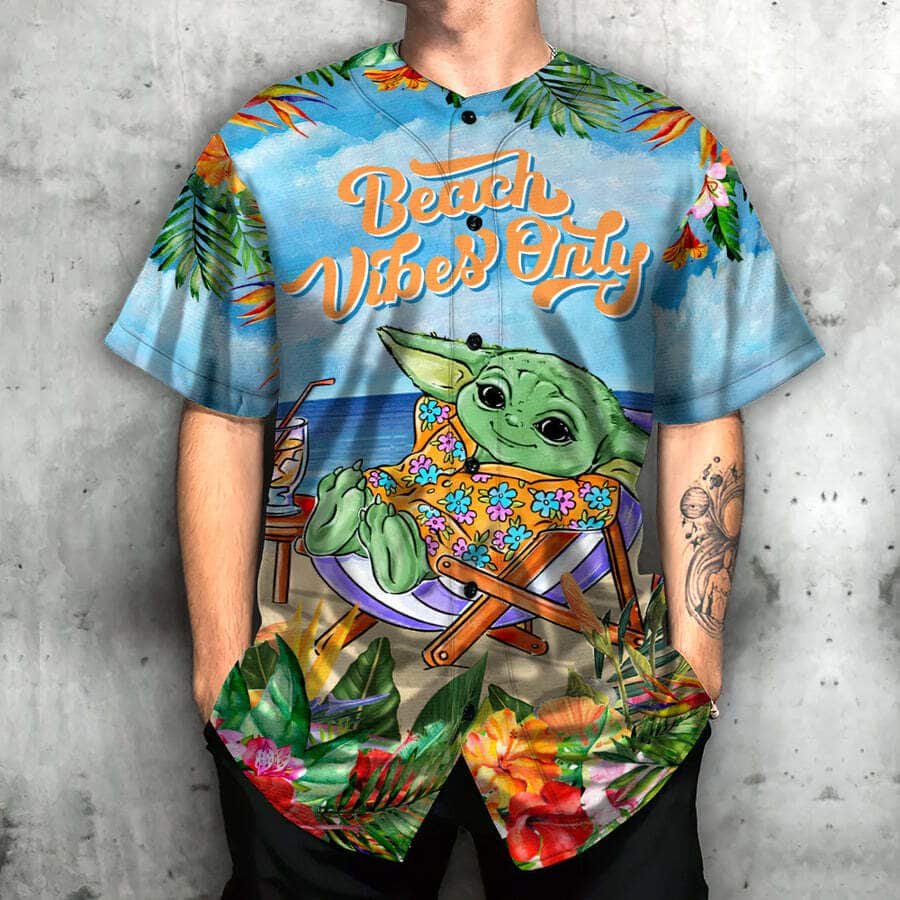 Baby Yoda Star Wars Baseball Jersey Beach Vibes Only Baby Yoda Star Wars Baseball Jersey Beach Vibes Only