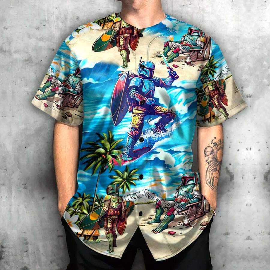 Star Wars Boba Fett Surfing Baseball Jersey Gift For Best Friend Star Wars Boba Fett Surfing Baseball Jersey Gift For Best Friend