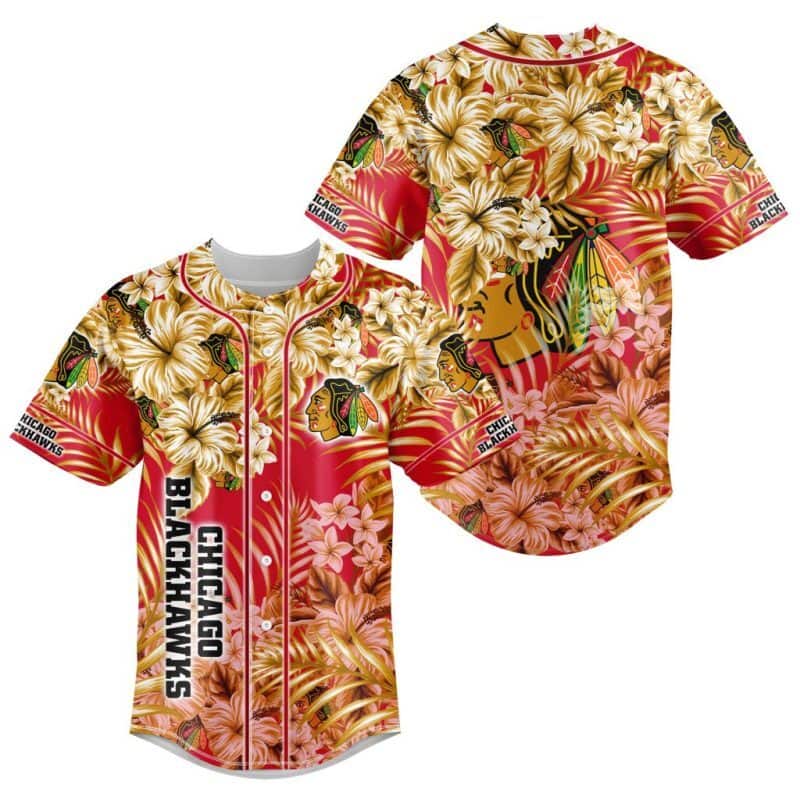 Floral NHL Chicago Blackhawks Baseball Jersey Gift For Best Friend Floral NHL Chicago Blackhawks Baseball Jersey Gift For Best Friend