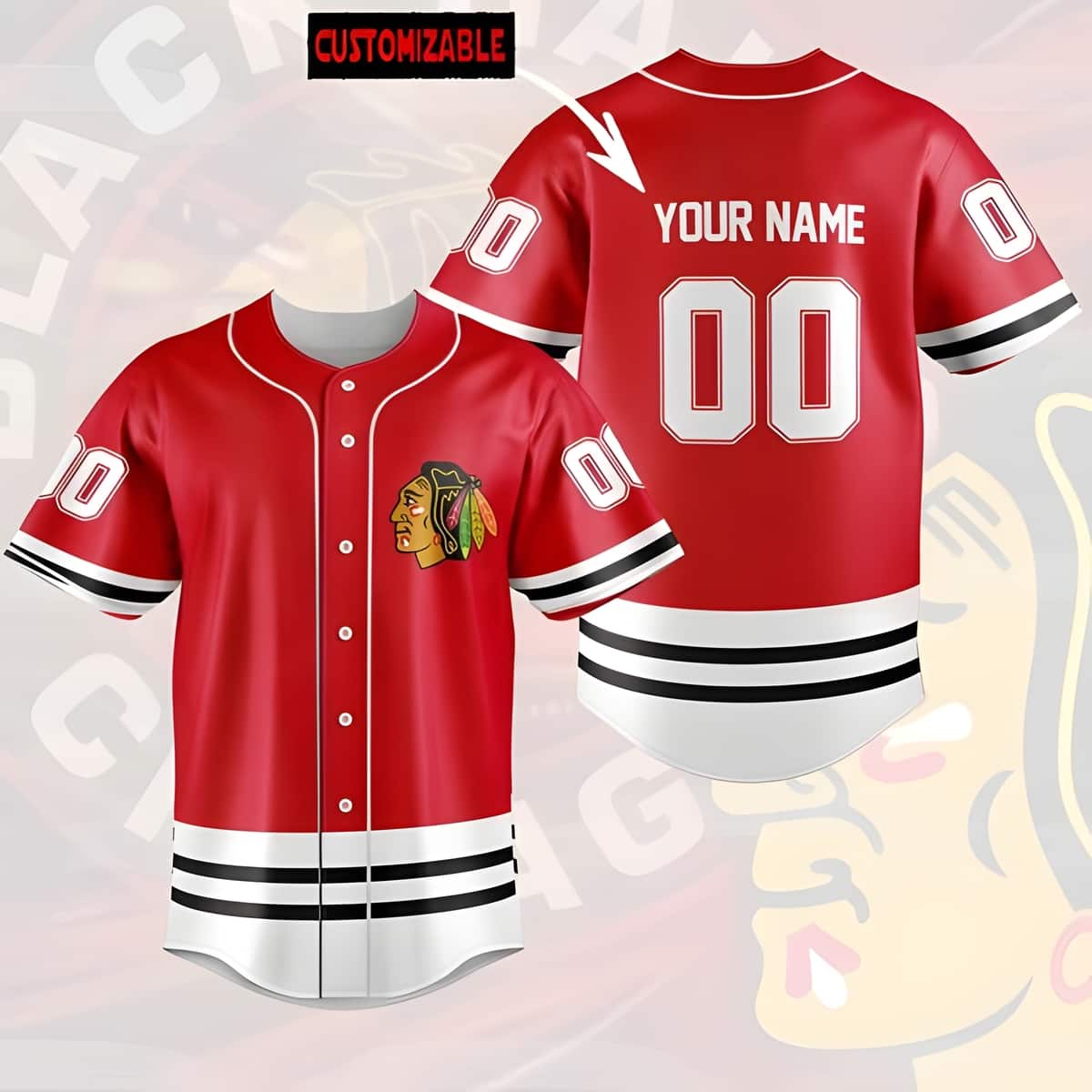 Personalized Chicago Blackhawks Baseball Jersey Gift For NHL Fans Custom Name Personalized Chicago Blackhawks Baseball Jersey Gift For NHL Fans Custom Name