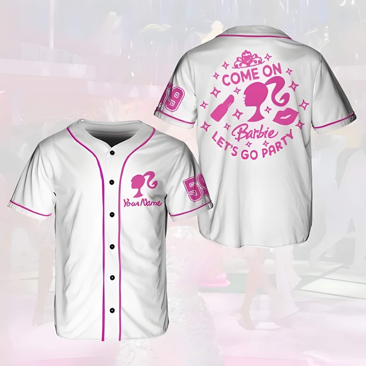 Barbie Baseball Jersey Come On Barbie Let's Go Party Custom Name