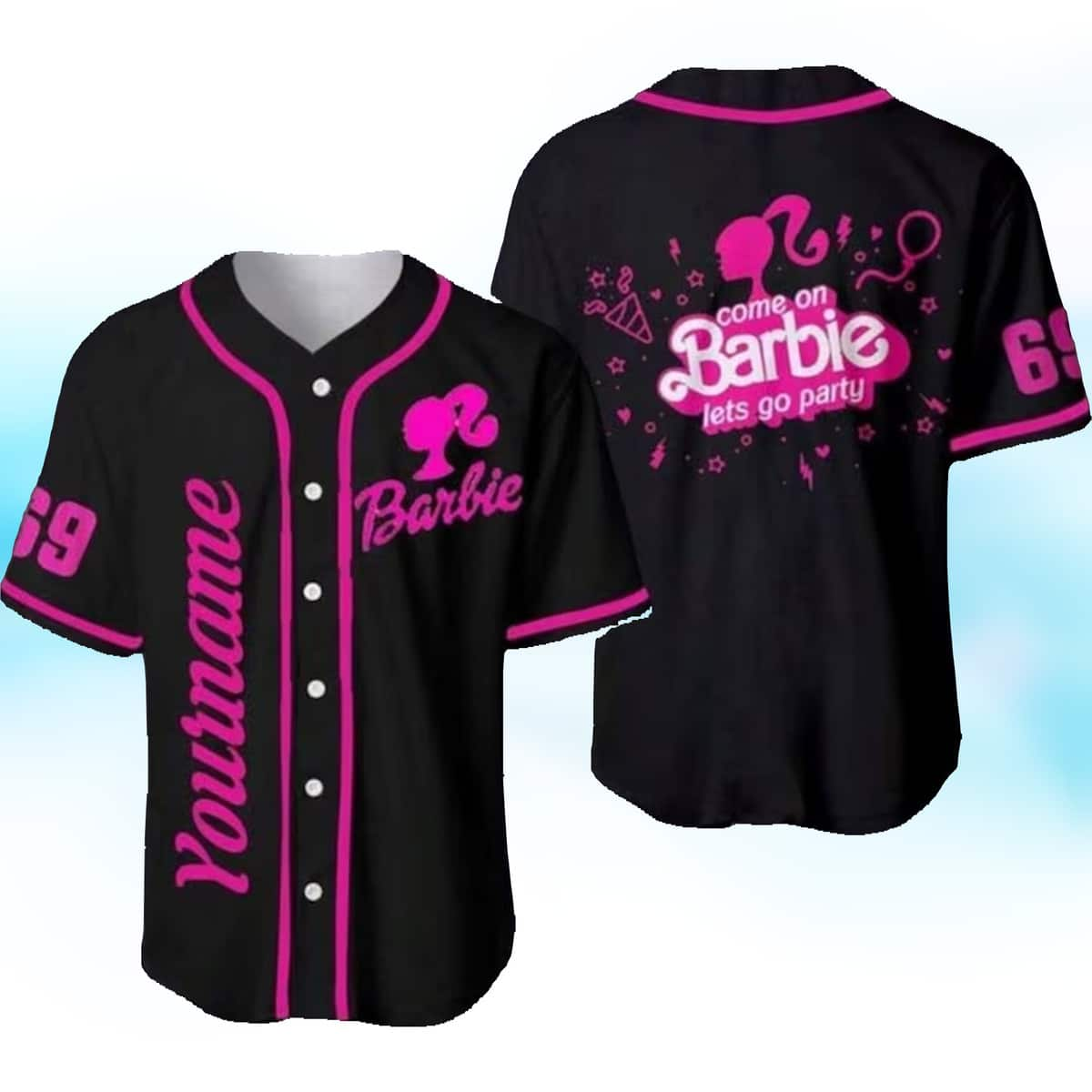 Barbie Baseball Jersey Come On Let's Go Party Custom Name