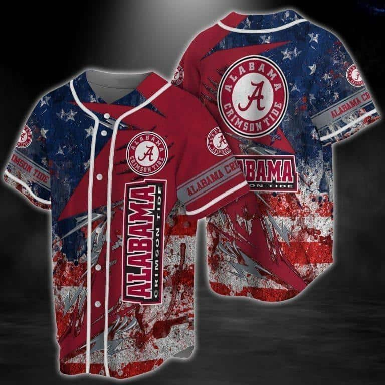 NCAA Alabama Crimson Tide Baseball Jersey US Flag