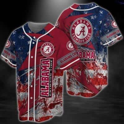 NCAA Alabama Crimson Tide Baseball Jersey US Flag