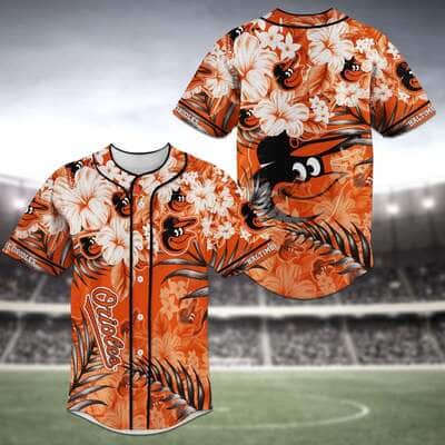 MLB Baltimore Orioles Baseball Jersey Tropical Flower Pattern