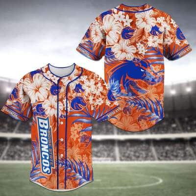 NCAA Boise State Broncos Baseball Jersey Tropical Flower Pattern NCAA Boise State Broncos Baseball Jersey Tropical Flower Pattern
