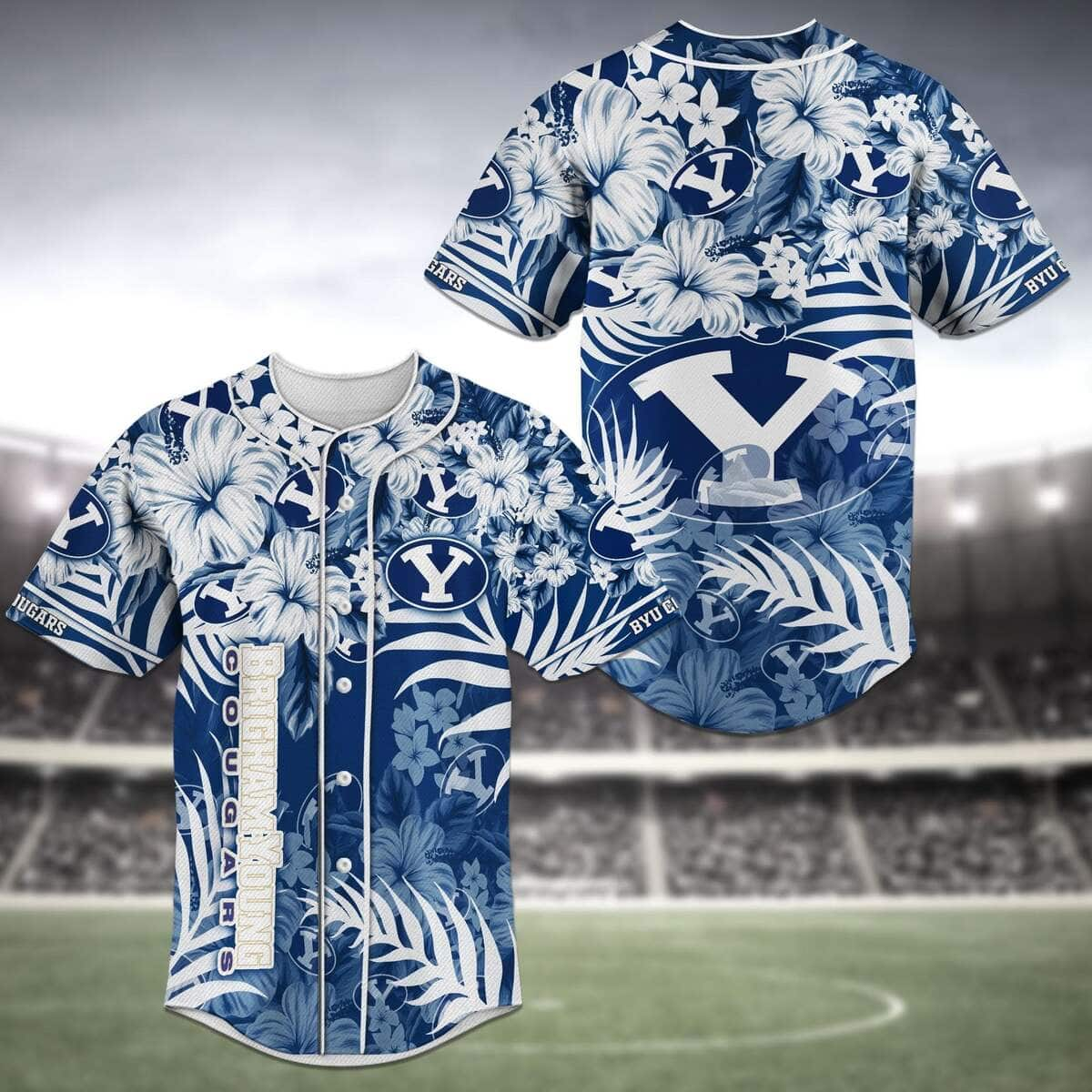 BYU Cougars Baseball Jersey Classic Flower Gift For NFL Fans