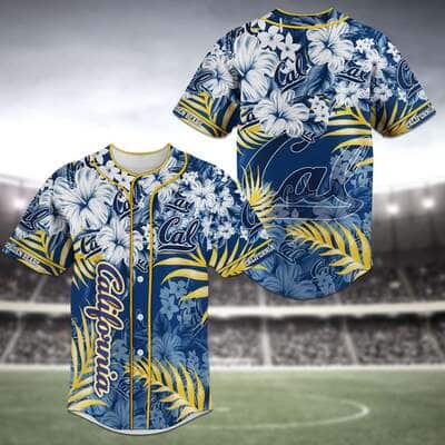 MLB California Golden Bears Baseball Jersey Tropical Flower Pattern Gift For Him