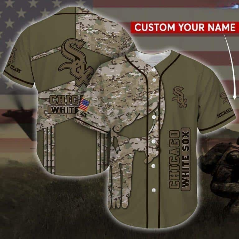 MLB Chicago White Sox Baseball Jersey Camo Pattern Custom Name Gift For Him MLB Chicago White Sox Baseball Jersey Camo Pattern Custom Name Gift For Him
