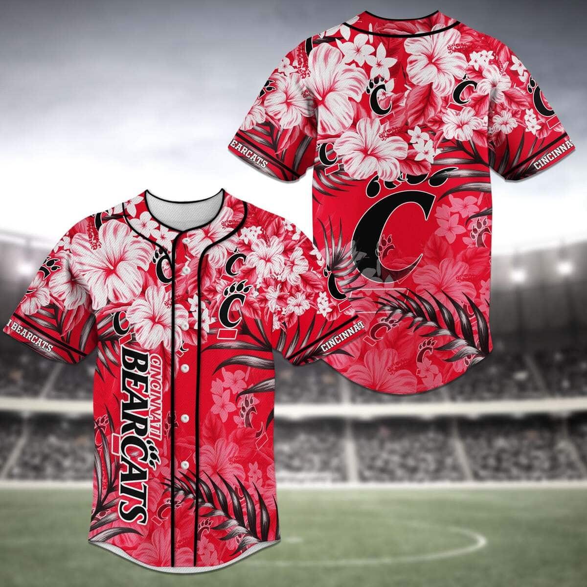 NCAA Cincinnati Bearcats Baseball Jersey Tropical Flower Pattern NCAA Cincinnati Bearcats Baseball Jersey Tropical Flower Pattern