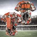 Cleveland Browns Baseball Jersey Skeleton And Flowers Gift For NFL Fans Cleveland Browns Baseball Jersey Skeleton And Flowers Gift For NFL Fans