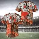 NFL Cleveland Browns Baseball Jersey Tropical Flower Pattern NFL Cleveland Browns Baseball Jersey Tropical Flower Pattern