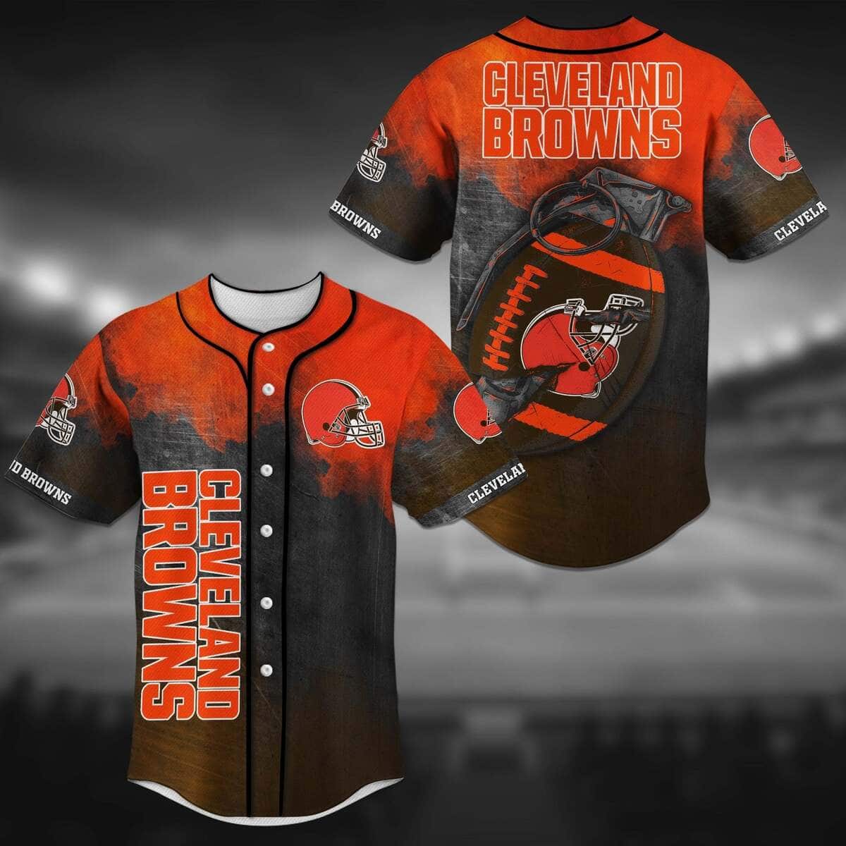 NFL Cleveland Browns Baseball Jersey Sports Gift For Him NFL Cleveland Browns Baseball Jersey Sports Gift For Him