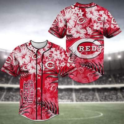 MLB Cincinnati Reds Baseball Jersey Tropical Flower Pattern