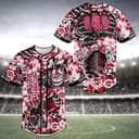 MLB Cincinnati Reds Baseball Jersey Skeleton Tropical Flower Pattern MLB Cincinnati Reds Baseball Jersey Skeleton Tropical Flower Pattern