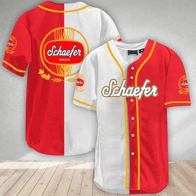 White And Red Split Schaefer Baseball Jersey Beer Lovers Gift