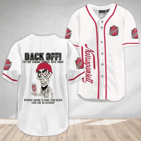 Achmed Back Off With Narragansett Baseball Jersey Gift For Beer Lovers Achmed Back Off With Narragansett Baseball Jersey Gift For Beer Lovers