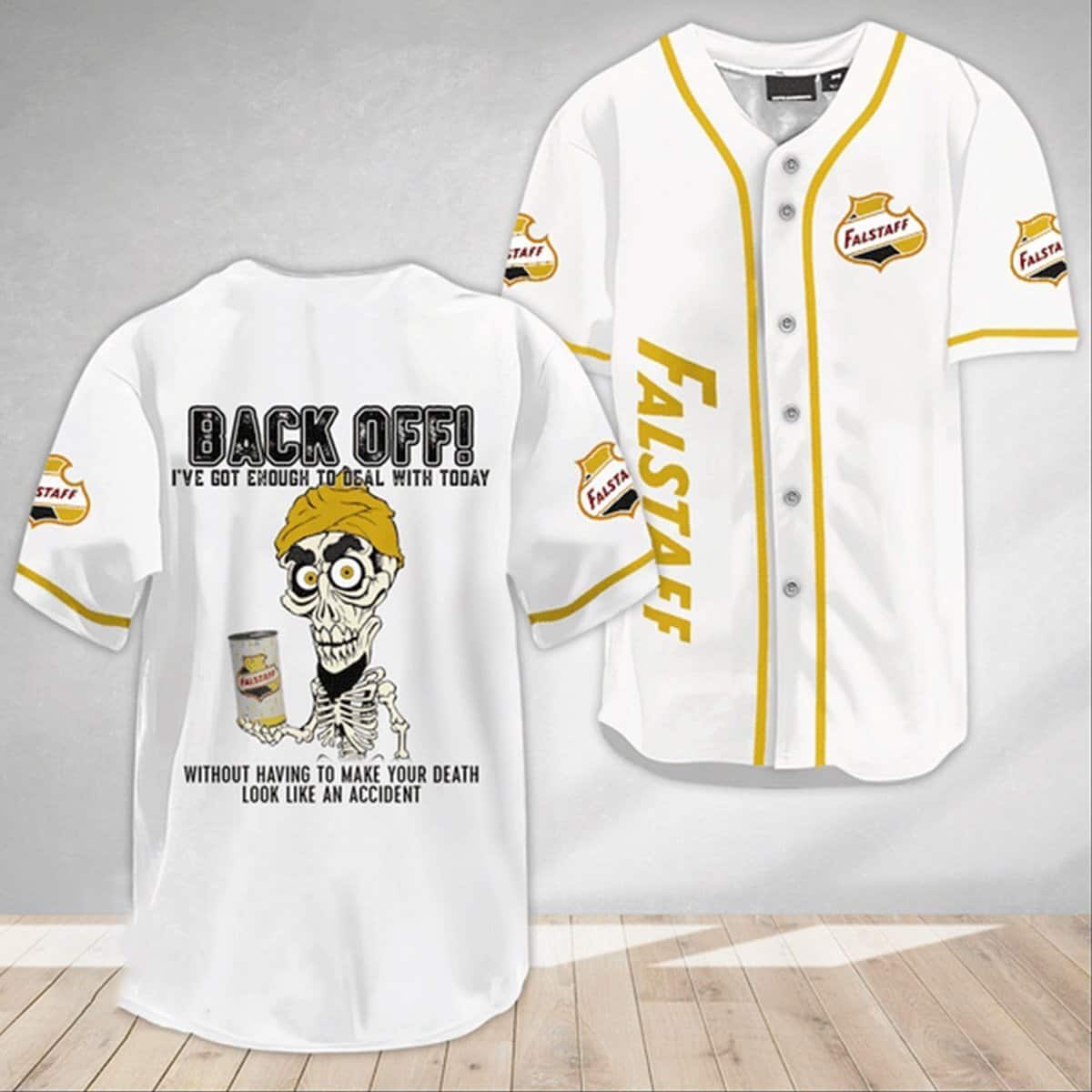 Achmed Back Off With Falstaff Baseball Jersey Gift For Beer Lovers Achmed Back Off With Falstaff Baseball Jersey Gift For Beer Lovers