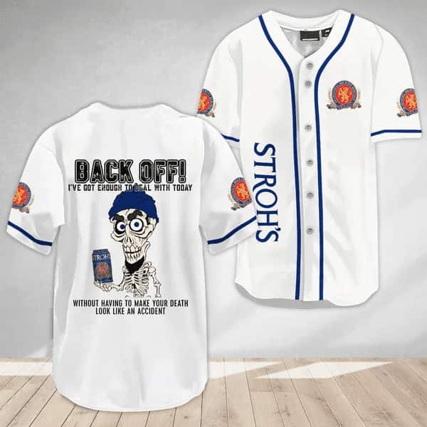 Achmed Back Off With Stroh's Beer Baseball Jersey Gift For Sport Dad Achmed Back Off With Stroh's Beer Baseball Jersey Gift For Sport Dad