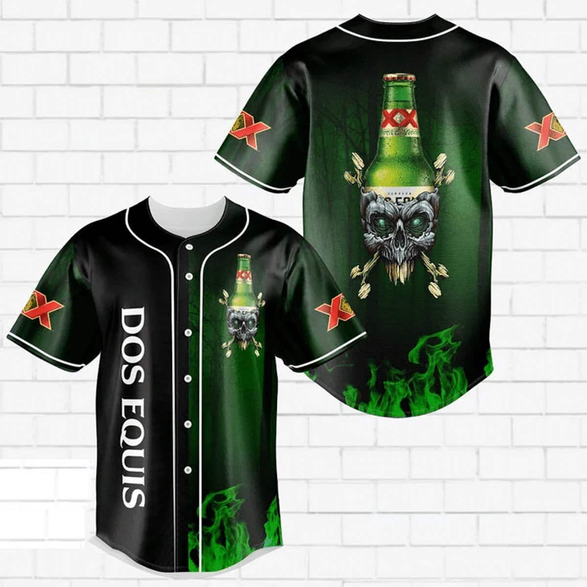 Skull With Dos Equis Baseball Jersey Gift For Beer Lovers Skull With Dos Equis Baseball Jersey Gift For Beer Lovers