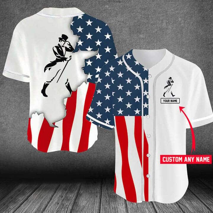 US Flag Johnnie Walker Baseball Jersey Gift For Whisky Lovers Custom Name US Flag Johnnie Walker Baseball Jersey Gift For Whisky Lovers Custom Name