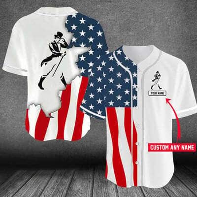 US Flag Johnnie Walker Baseball Jersey Gift For Whisky Lovers Custom Name US Flag Johnnie Walker Baseball Jersey Gift For Whisky Lovers Custom Name