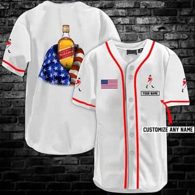 Vintage Johnnie Walker Baseball Jersey US Flag Custom Name Whisky Lovers Gift